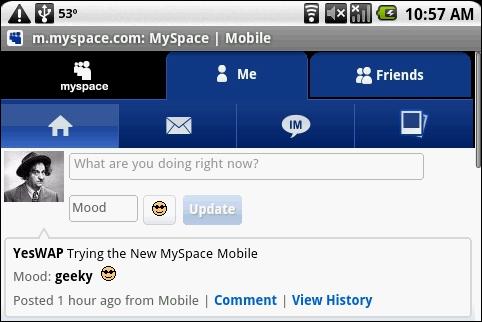 MySpace Mobile on Android 