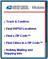 USPS Mobile Web Site 
