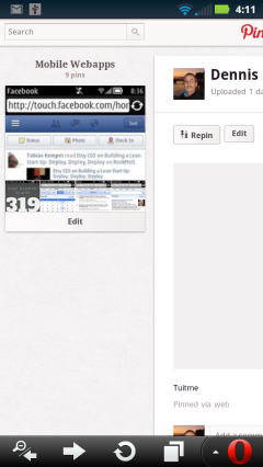 Pinterest - Side Scrolling Edit Screen (left side)