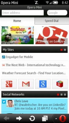Opera Mini 7.0.3 Symbian - "Smart Page" Homescreen