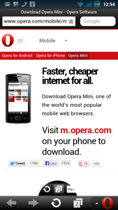 Opera Mobile Classic 12.10 - Opera.com with a nix of fon-families as its designer intended