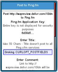 Delivr's Post to Ping.fm form. 