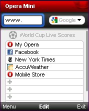 Opera Mini 5.1 Start Page 