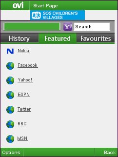 Ovi Browser - Start Page 