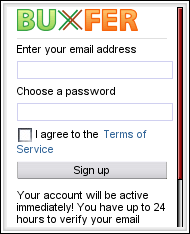 Buxfer Mobile Signup Page
