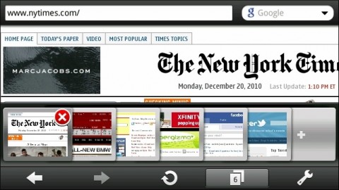 Opera Mobile10.1 (1169) on N8 With 6 Open Tabs
