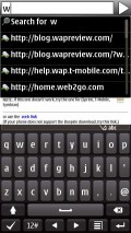 Split screen portrait keyboard and URL auto-completion - Synbian Browser
