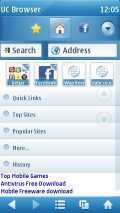 UC Browser 7.6 (Symbian) Home Screen
