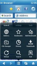UC Browser 7.6 (Symbian) Main Menu