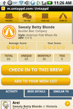 Untapped - Sweaty Betty Blonde's Beer Page