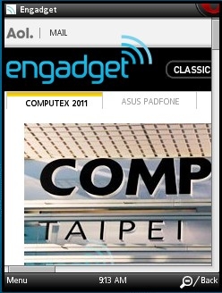 Engadget Desktop in Opera Mini