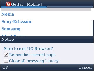 UC Browser for BlackBerry - Remember Last Page