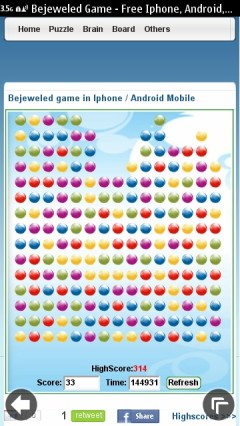 Funmin Bejeweled (actually SameGame) in Synbian Anna browser