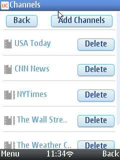 UC Browser 8.2 Symbian N95 Quick Reads Subscribed Channels Menu