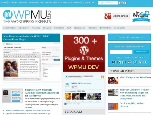 WPMU in Chrome Desktop Browser