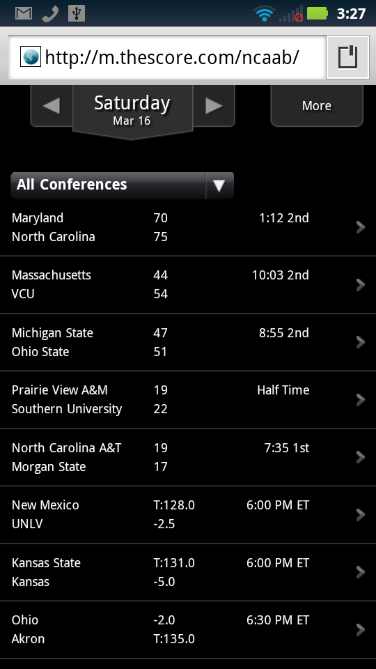 The Score NCAA Basketball Page