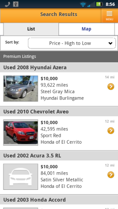 AutoTrader Search Results