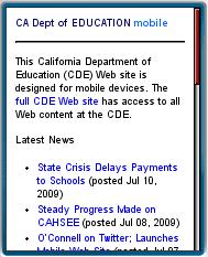 Califorian Department of Education Mobile