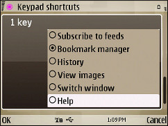Symbian V7.2 Browser - Edit Shortcuts