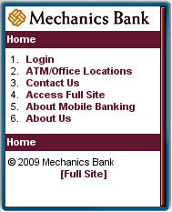 Mechanics Bank Moobile Site 