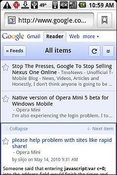 Google Reader on Android 