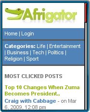 Afrigator mobile home page
