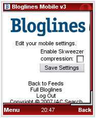  Bloglines Mobile - Skweezer configuration