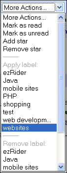 Labels in gMail PC menu
