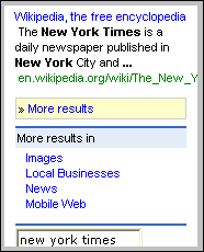 Filter for News, Local, Images, Mobile Web