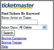 Mobile Ticketmaster Homepage