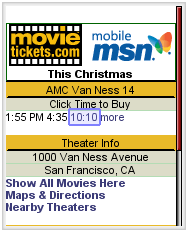 Co-branded MSN MovieTickets site.