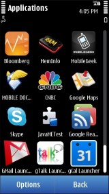 Google WebApps In Symbian Menu