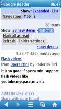 UC 7.7 Symbian - Google Reader in Fit to Width mode