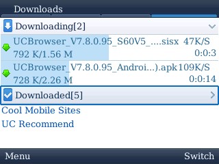UC Browser for BlackBerry Download Manager 1