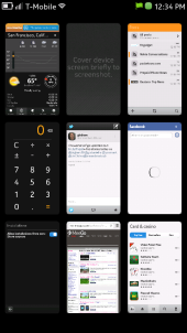 Nokia N9 Running Applications (Task Switcher) Screen  - Zoomed Out