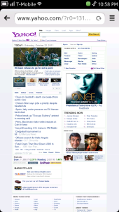 Nokia N9 Browser - Yahoo Homepage