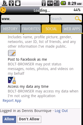 Bolt Social - Facebook Permisions