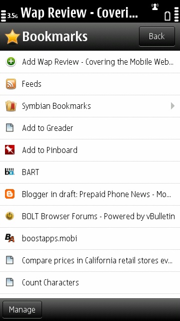 Opera Mini 6.5 (Symbian) New Symbian (System) Bookmarks Folder