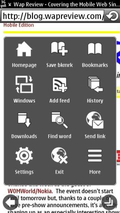 Nokia Anna Browser - Main Menu and On Screen Buttons