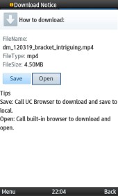UC Browser 8.2 Video Download Options