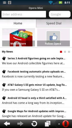 Opera Mini 7.5 Android Smart Page My News